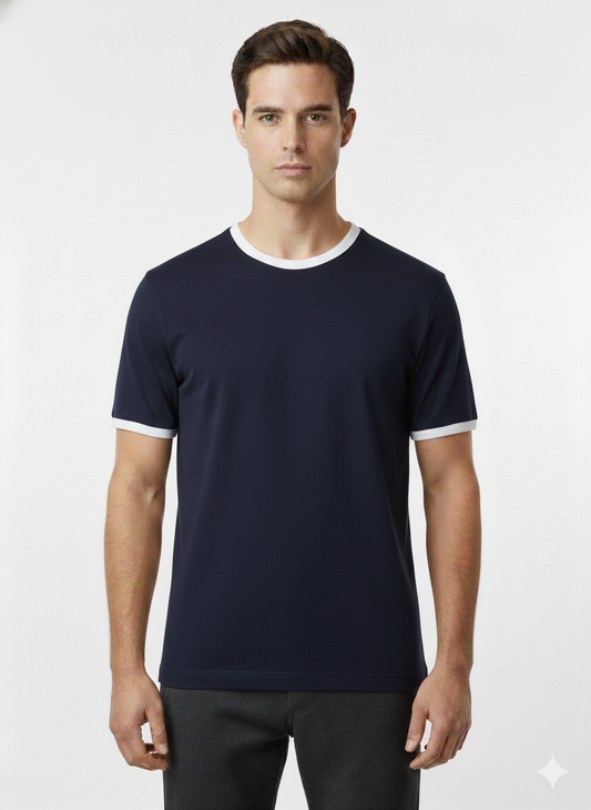 T-Shirt  Pique Navy - Luigi Baretta