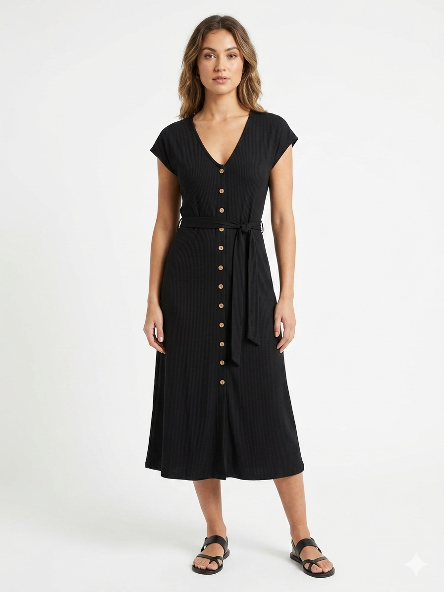 Ladies Yummy Maxi Dress, Black- Liz & Lilli