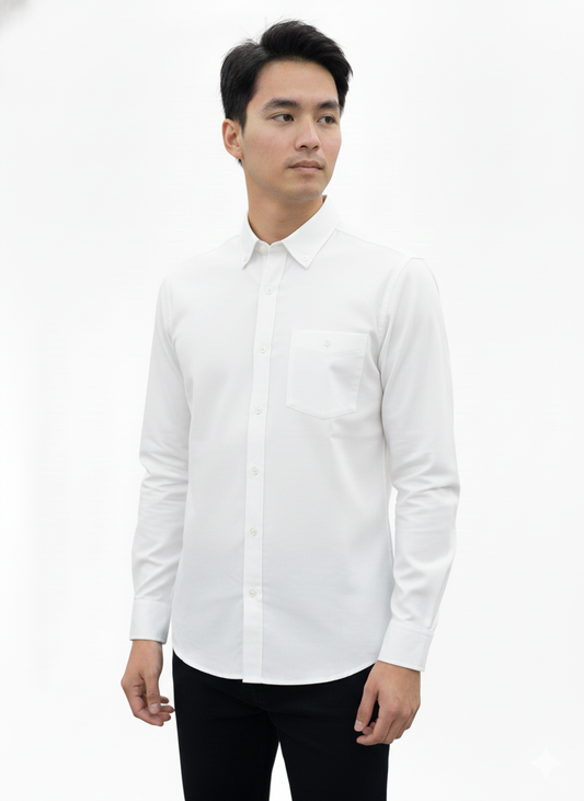 Long Sleeve Shirt White - Just Blu