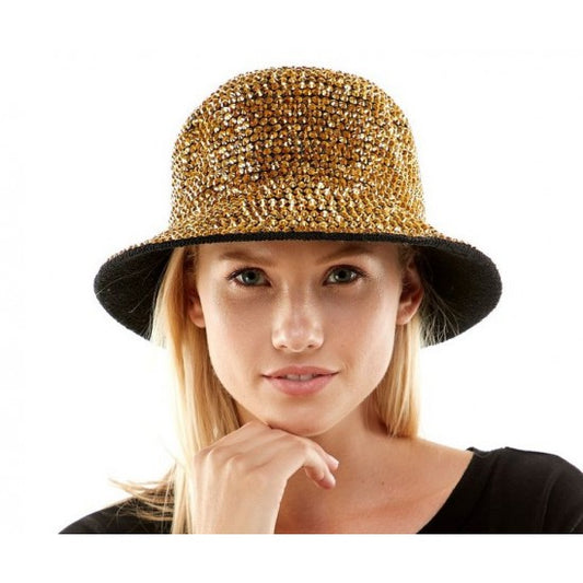 Hat-Festival Gold Rhinestone Bucket