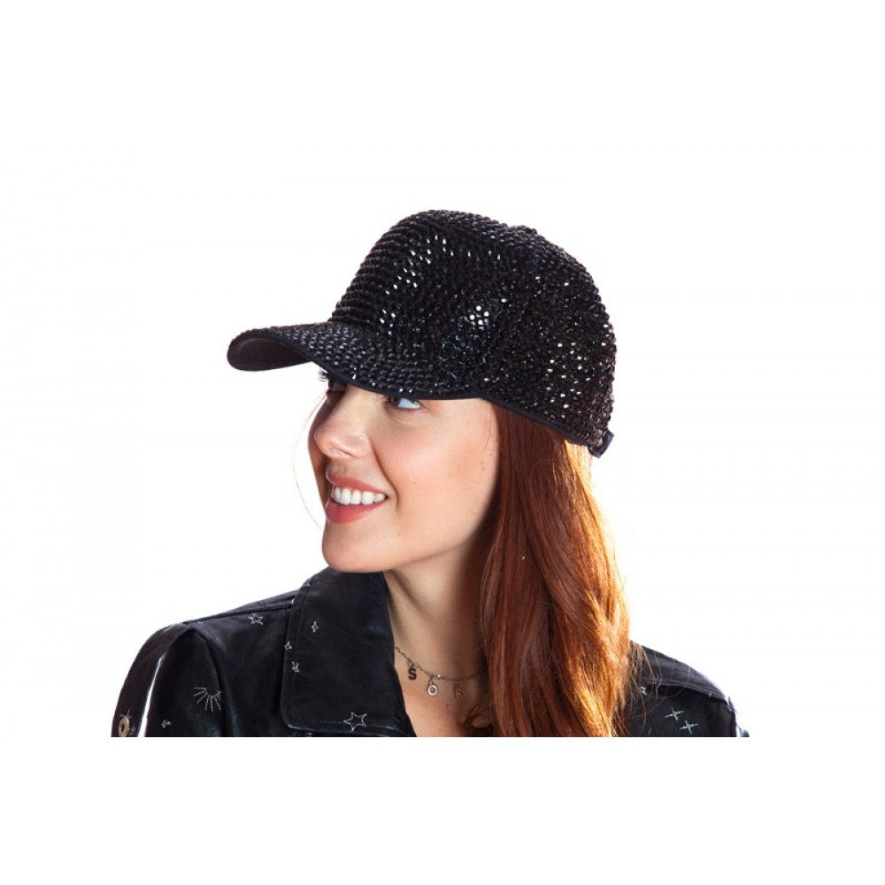 Black Rhinestone Baseball Cap
