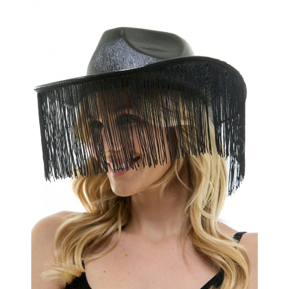 Black Fringe Cowboy Hat