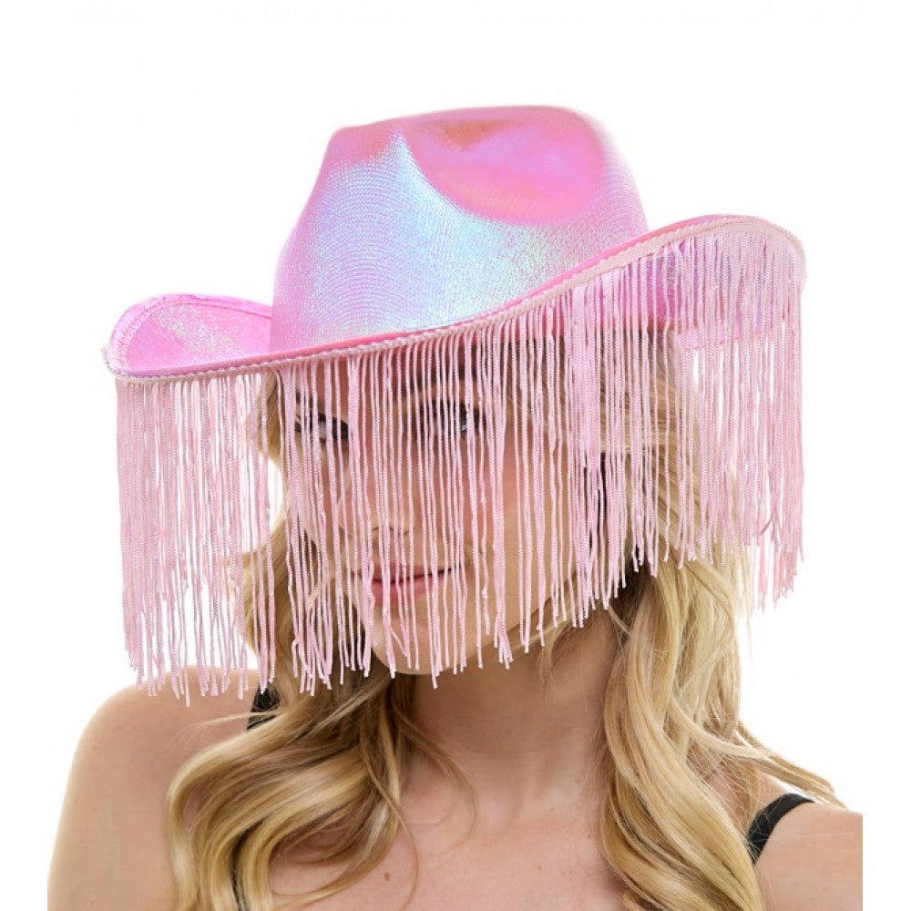 Iridescent Pink Fringe Cowboy Hat