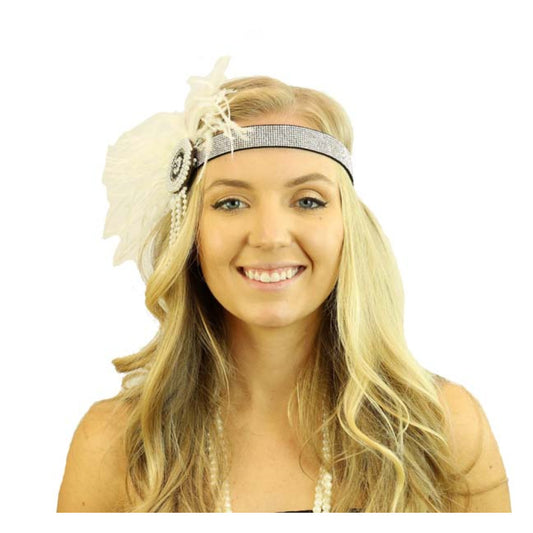 Diadema Flapper Blanco/Plateado