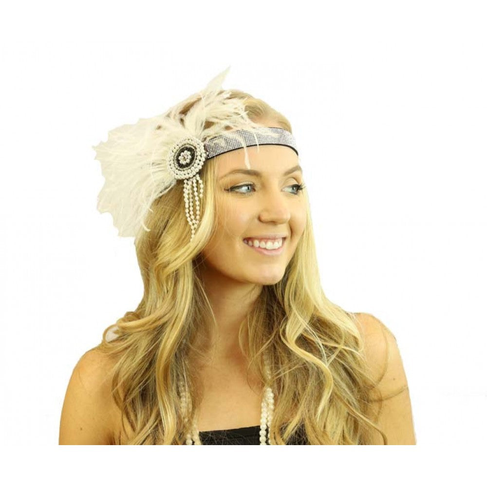 Diadema Flapper Blanco/Plateado