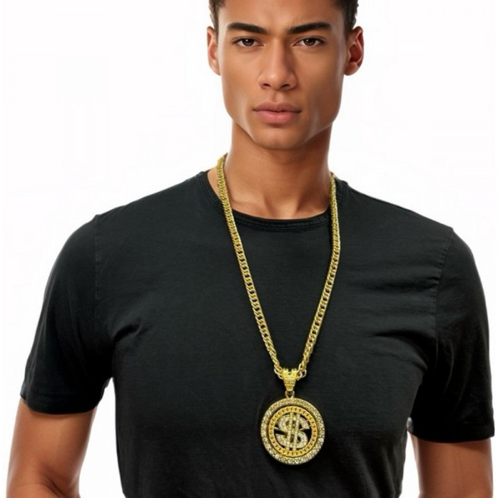 Rhinestone Dollar Sign Necklace