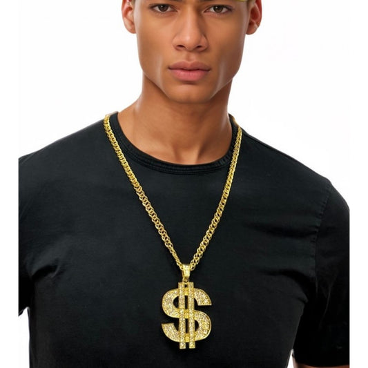 Cadena extragrande con signo de dólar dorado