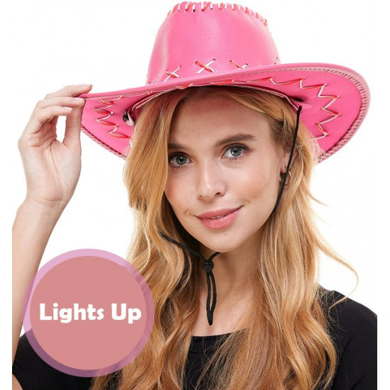 Pink neon Light -Up Cowboy Hat
