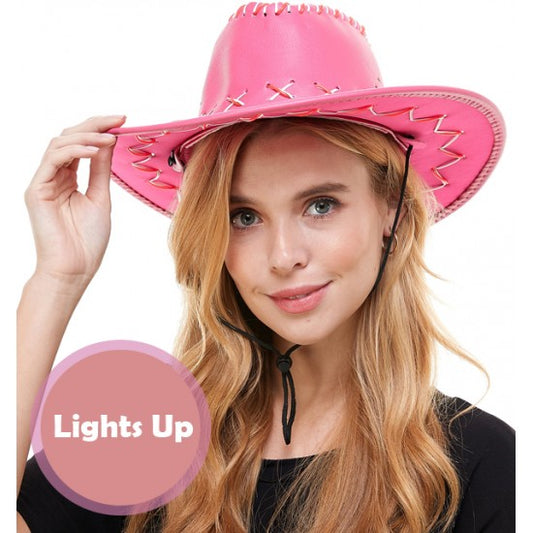 Pink neon Light -Up Cowboy Hat