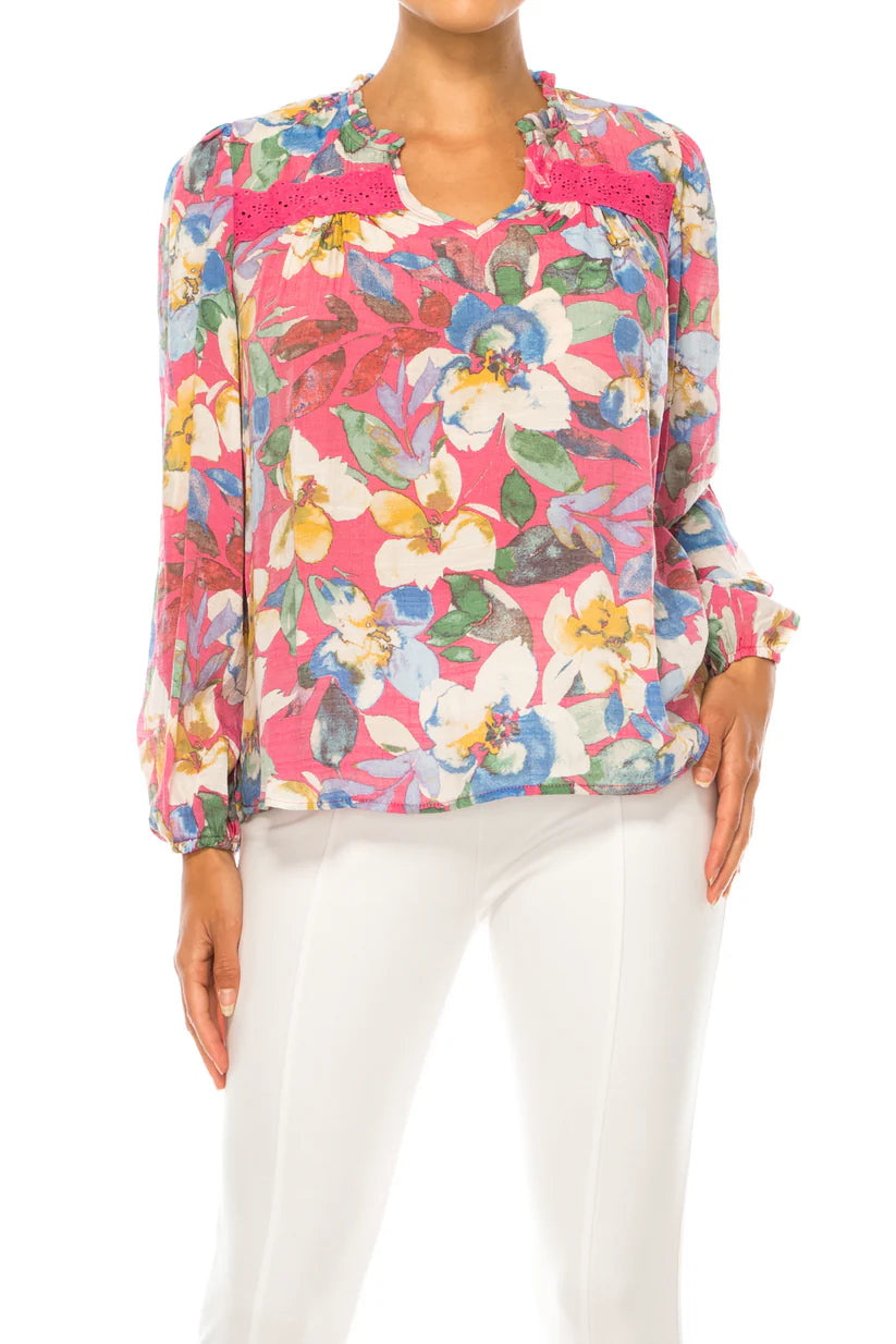 Floral Print Peasant Top Cabaret Multi - Hope & Harlow