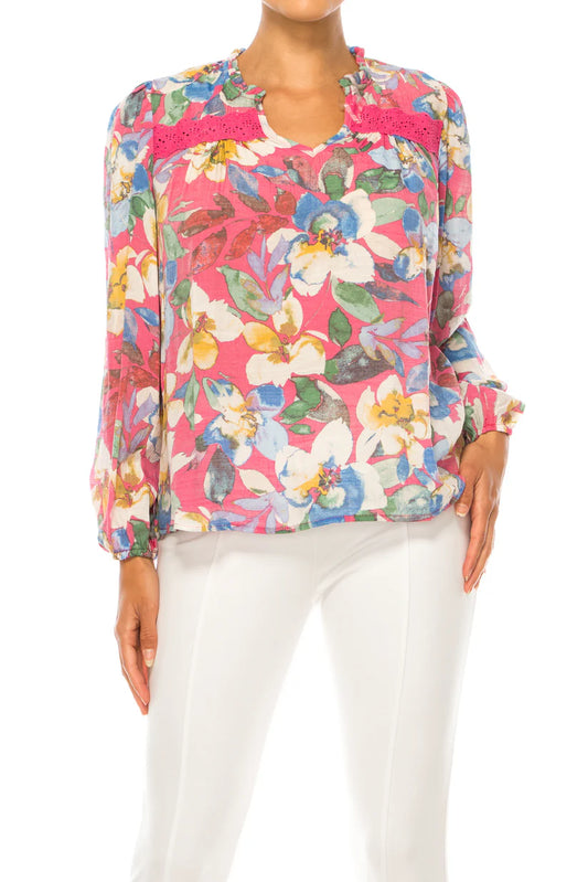 Floral Print Peasant Top Cabaret Multi - Hope & Harlow