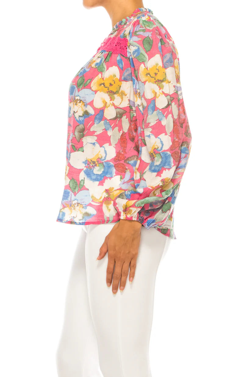 Floral Print Peasant Top Cabaret Multi - Hope & Harlow