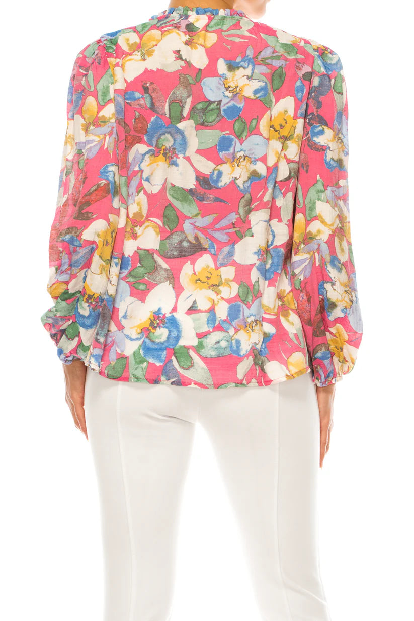 Floral Print Peasant Top Cabaret Multi - Hope & Harlow