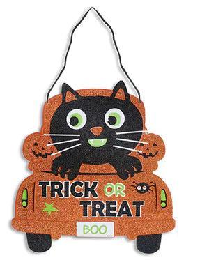 Halloween Full Glitter Truck Hanging Foam Plaque