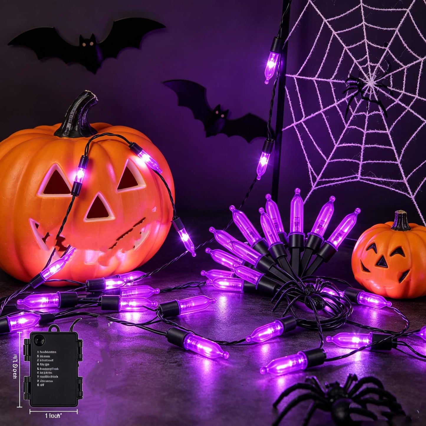 50pk Halloween Indoor Incandescent String Lights Purple
