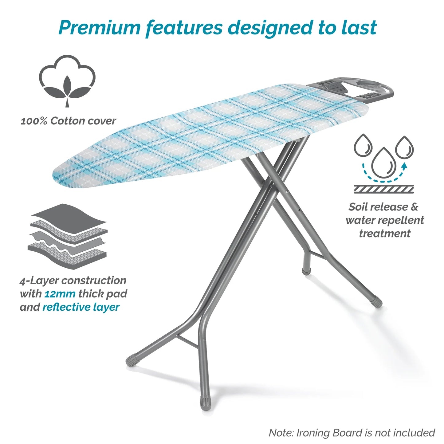 EXTRA WIDE IRONING PAD & COVER -12mm - 49 x 18"