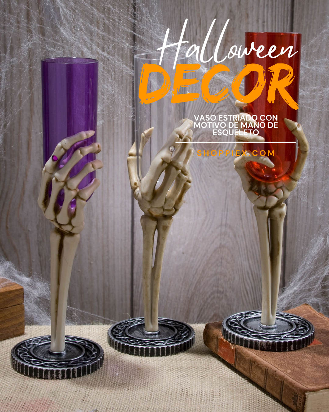 Skeleton Hand Fluted Glass