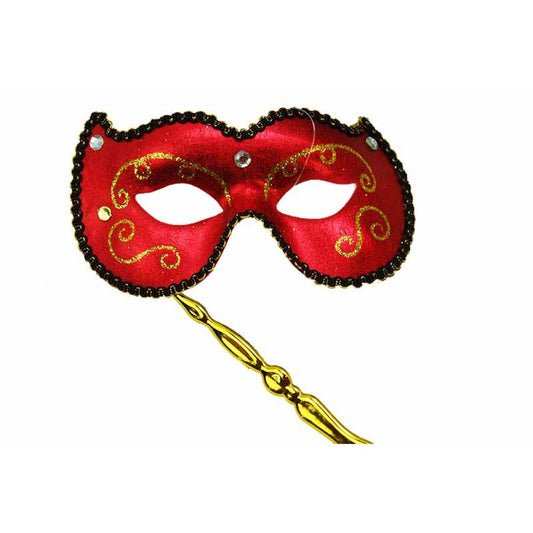 Red Masquerade Mask on Stick