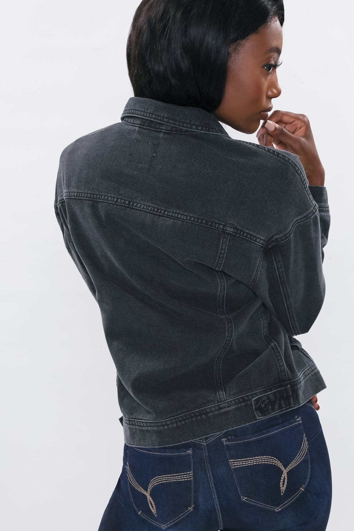 Women's Oversized Boyfriend Denim Jacket Black