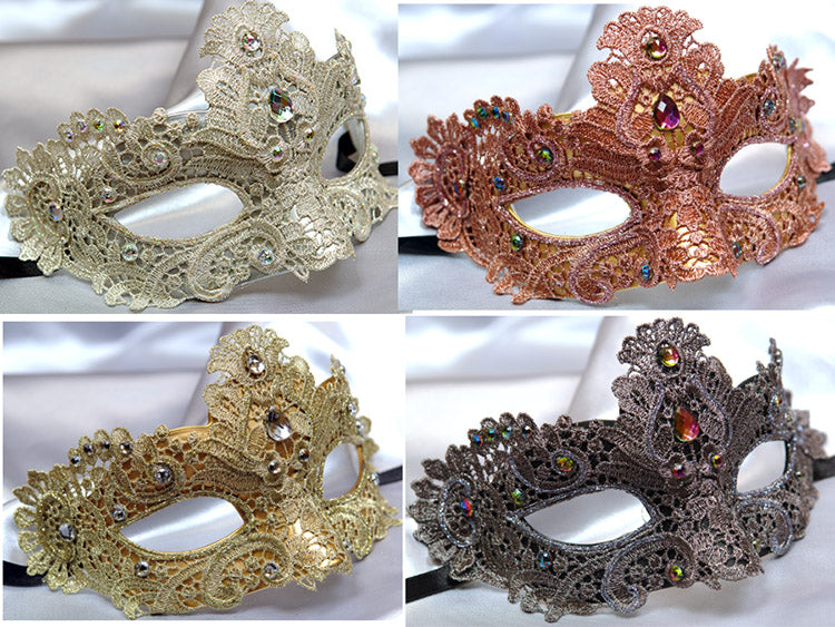 Lace on PLastic  Masks w/Gems