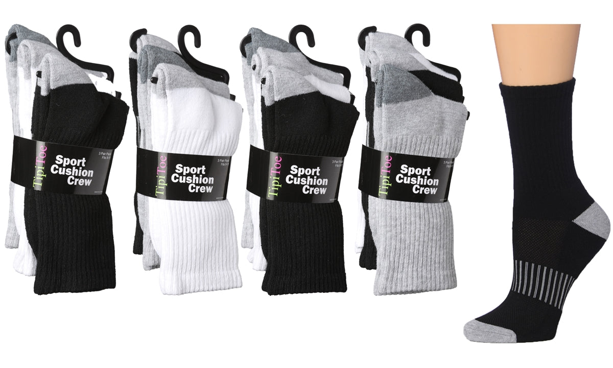 Calcetines deportivos de tripulación con amortiguación para hombre, 3 pares