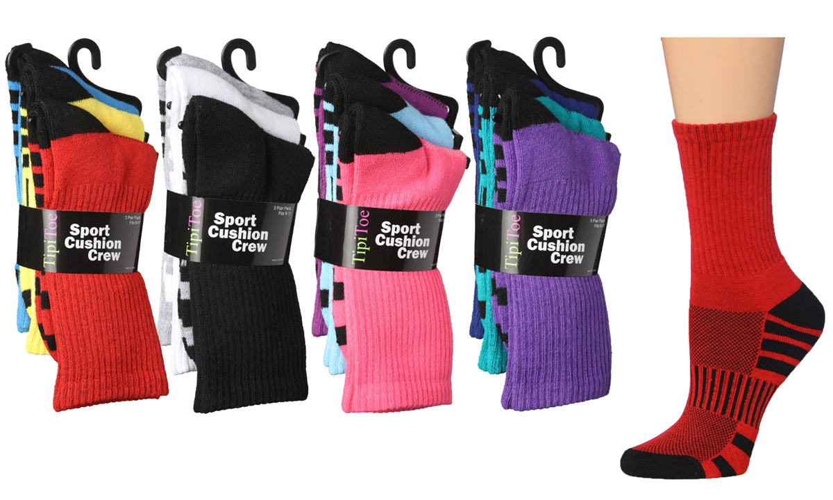 Women's 3 Pack Sports Cushion Crew Socks