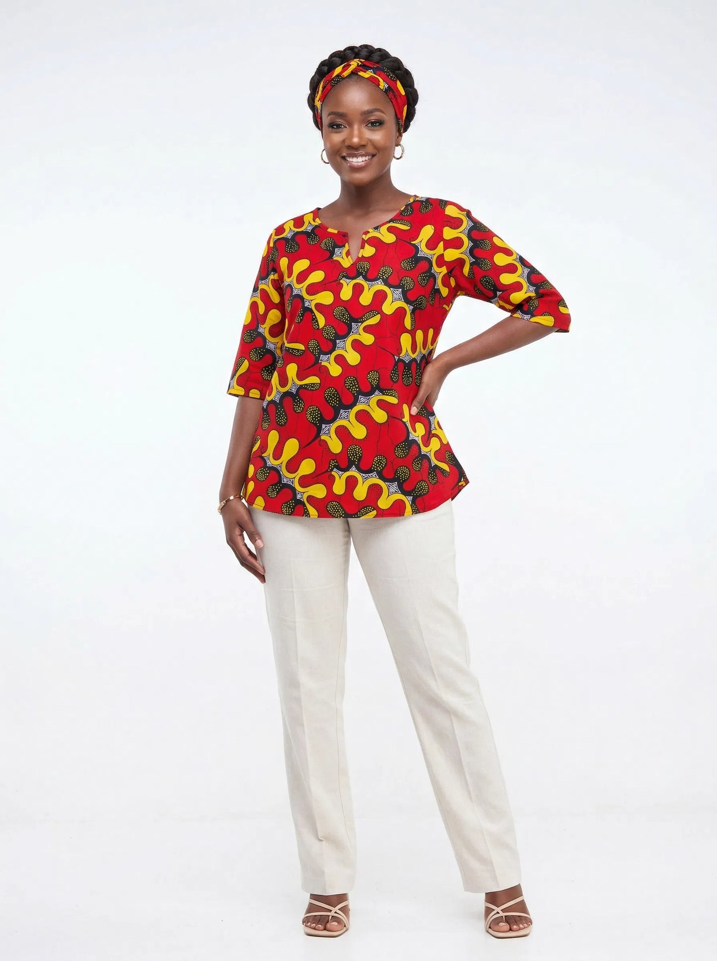 Camisa Dama Rojo-Amarillo-Azul (Etnia Negra)