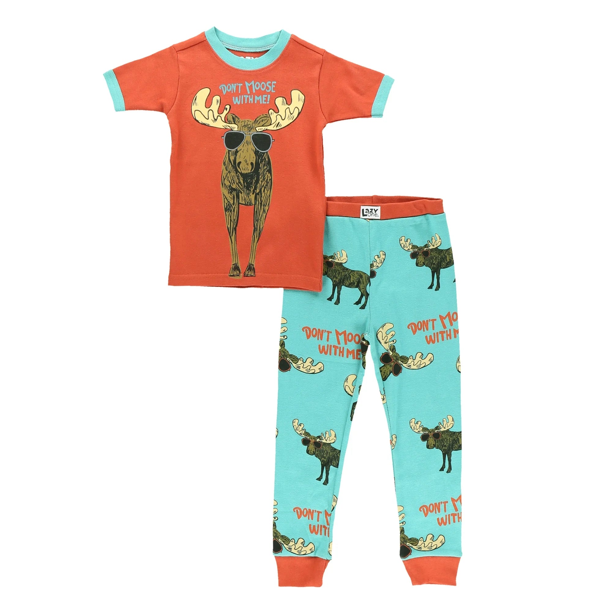Don't Moose with Me Blue Kid Short Sleeve Set