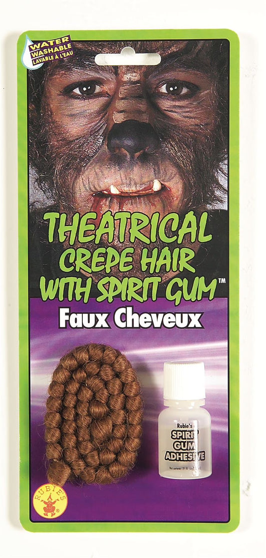Theatrical Crepe Hair with Spirit Gum Brown