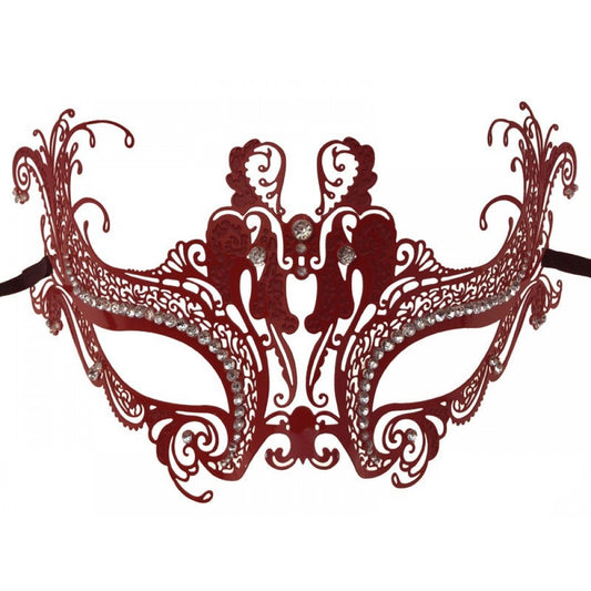 Red Swan Filigree Mask with Silver Gems