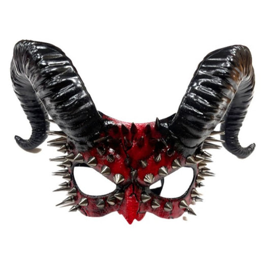 Black & Red Devil Horn Spike Mask