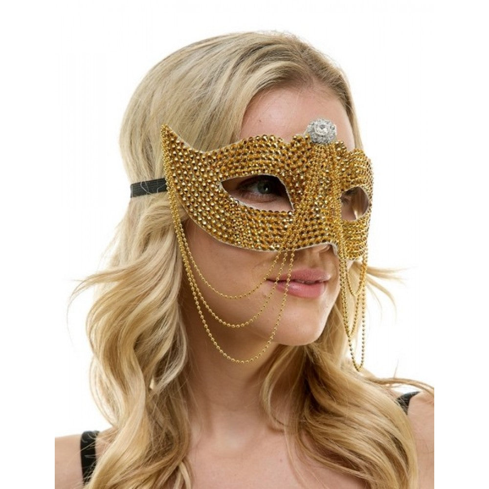 Gold Rhinestone Half Mask