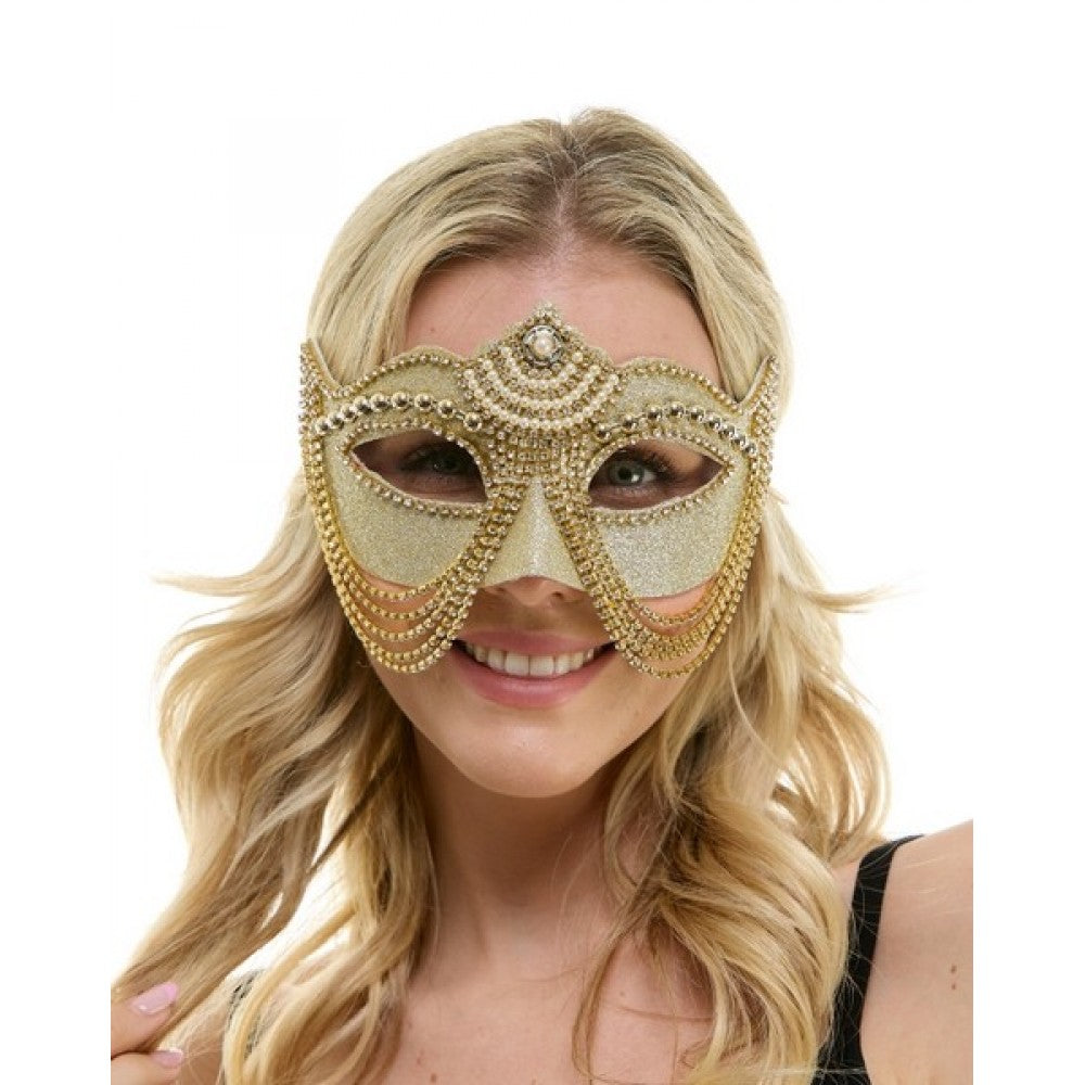 Gold Jeweled Half Mask