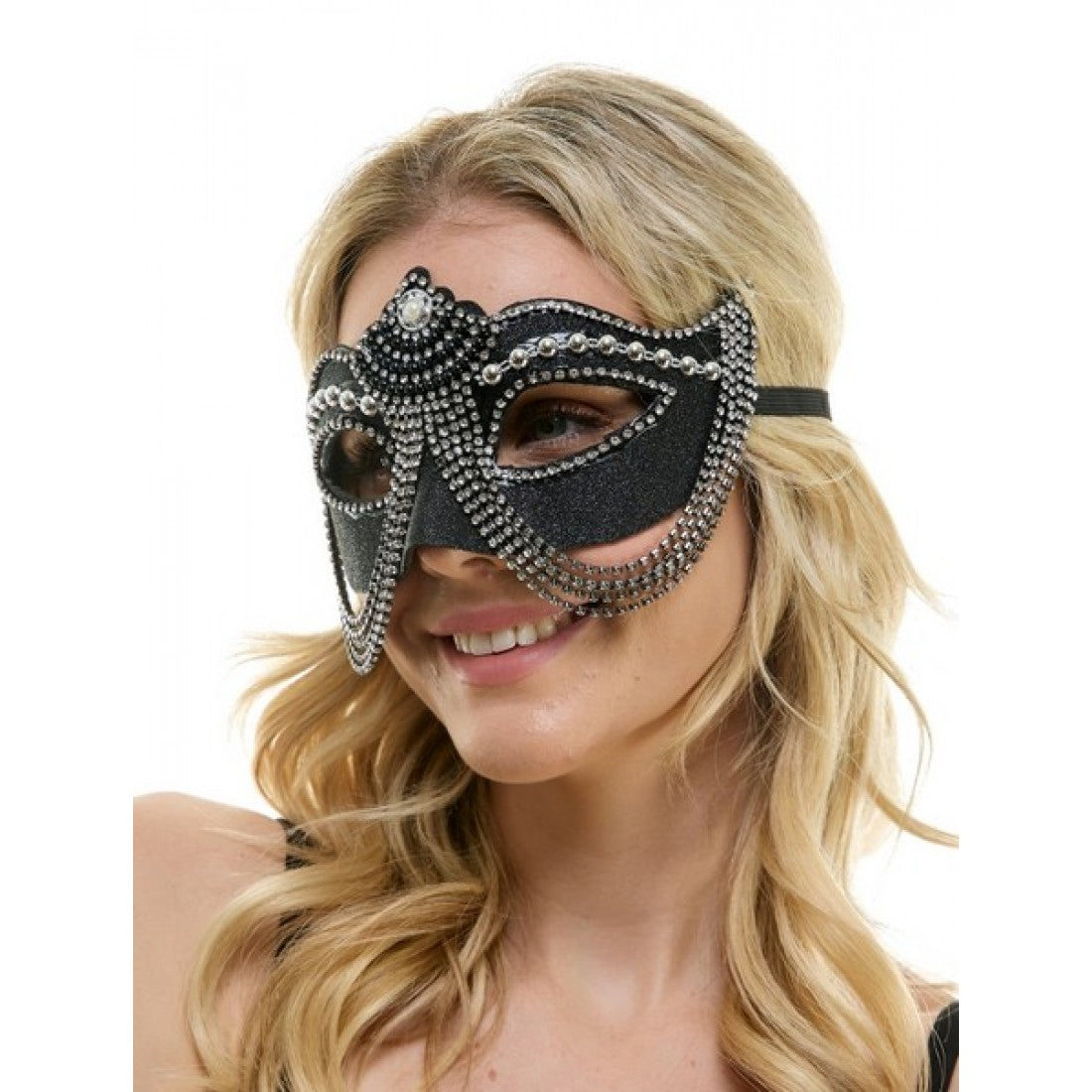 Black Rhinestone Half Mask