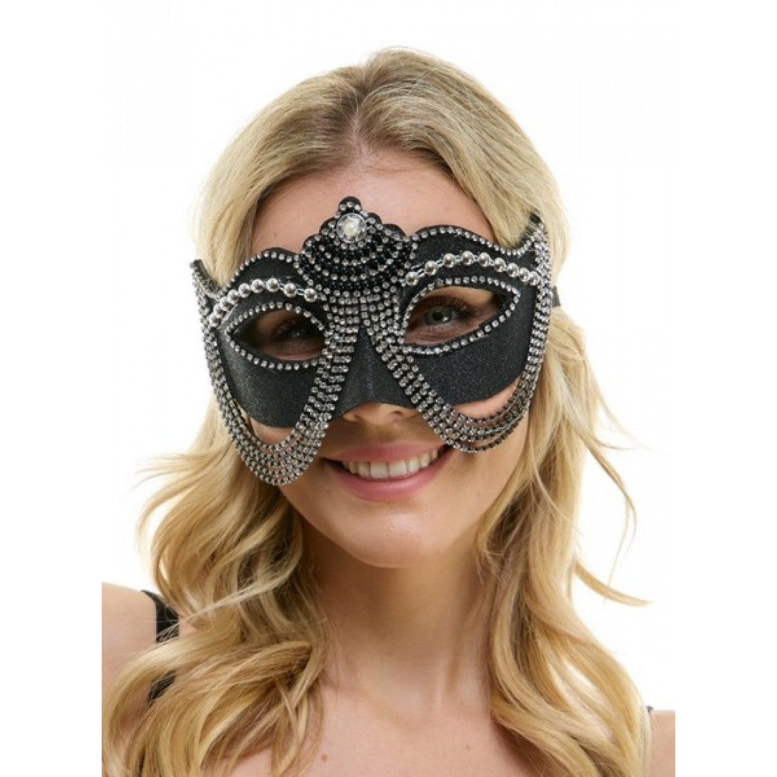 Black Rhinestone Half Mask