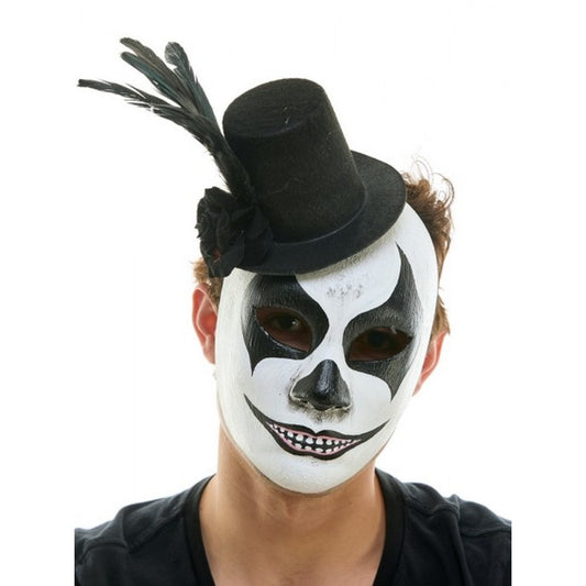 Creepy Clown Face Mask with Mini Top Hat
