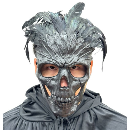Black Feather Skull Mask