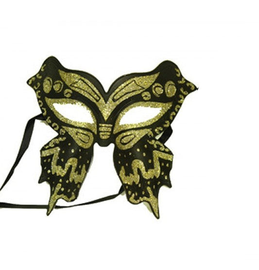 Black Gold Glitter Butterfly Masks - Assorted