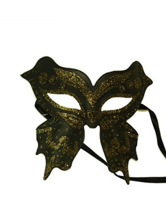 Black Gold Glitter Butterfly Masks - Assorted
