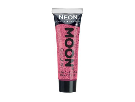 Neon UV Fine Glitter Gel,12ml Ruby Pink