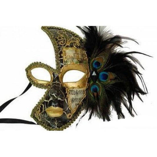 Venetian styled mask w/ feather