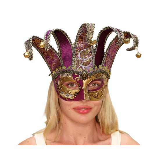 Purple Gold Venetian Jester Mask