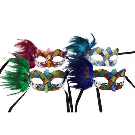 Venetian mask with feather