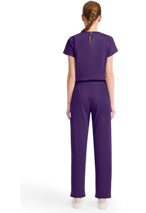 Mono con cuello en V morado galáctico