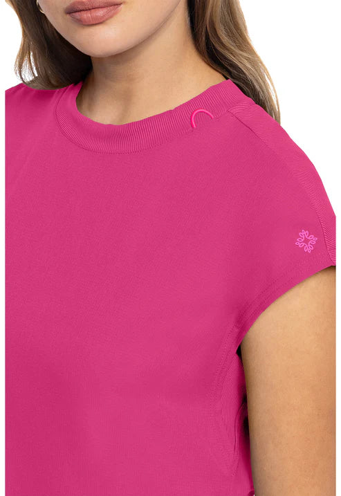 Top rosa de cuello redondo