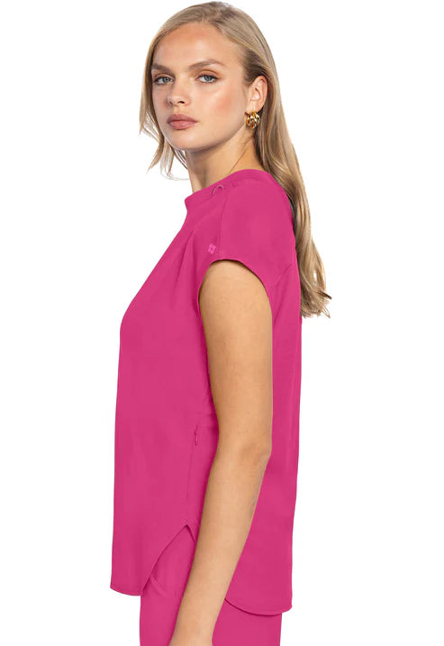 Top rosa de cuello redondo