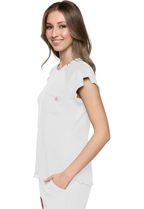Camiseta blanca con borde de lechuga