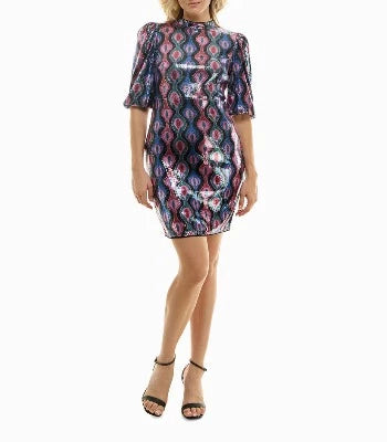 Sequin A -Line Dress Print - Nicole Miller