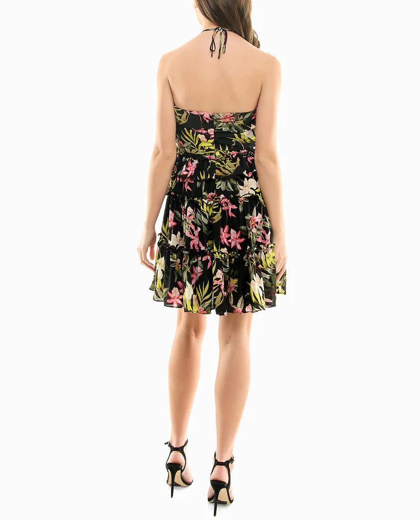 PRESLEY CHIFFON TIERED HALTER DRESS - NICOLE MILLER