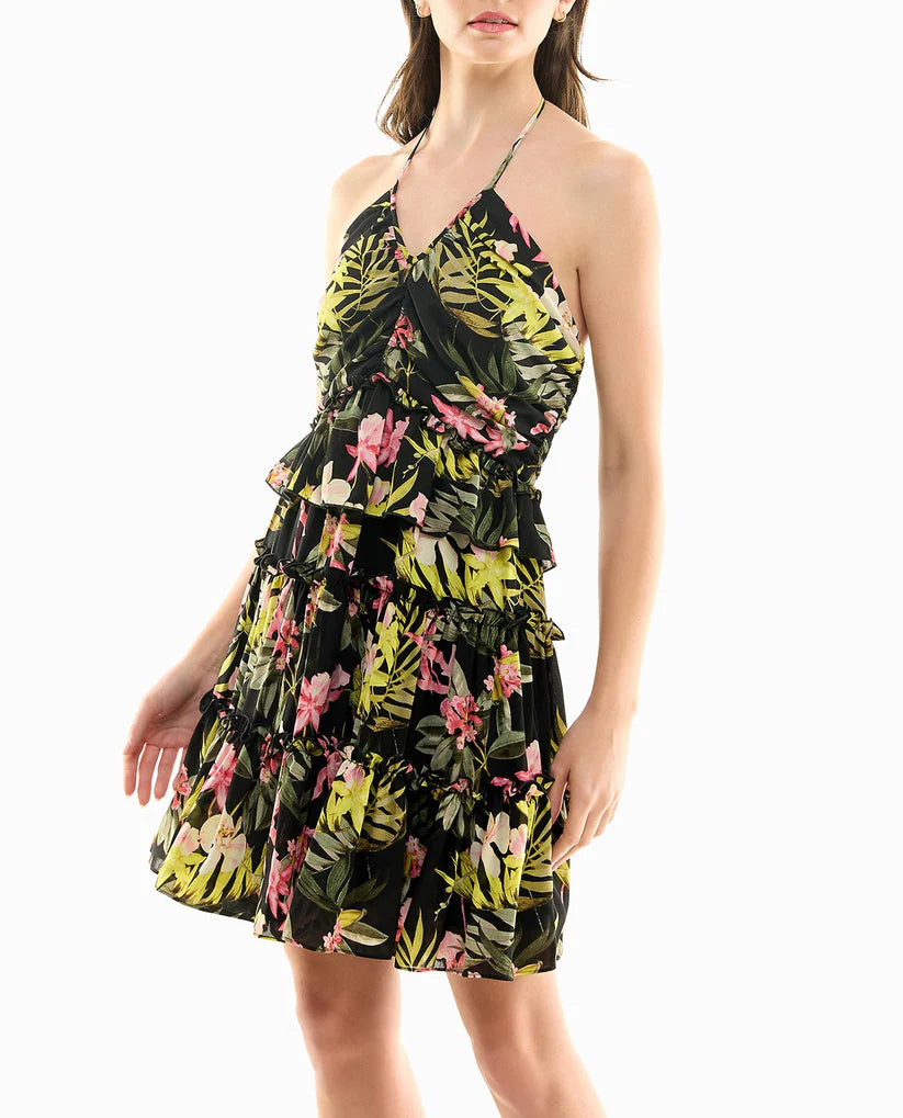 PRESLEY CHIFFON TIERED HALTER DRESS - NICOLE MILLER